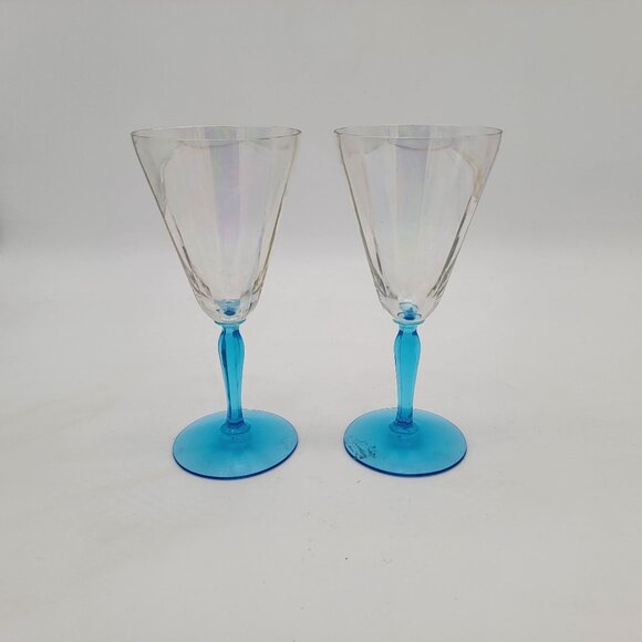 Pair of Fostoria Delphian Water Goblets - Picture 2 of 6